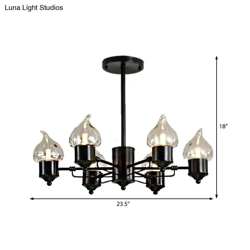 Cylindrical Glass Pendant Chandelier with Industrial 3/6 Lights - Ideal for Living Room, Includes Round Canopy