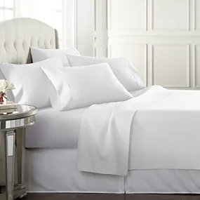 Danjor Linens King Size Sheets Set - 6 Piece Set Including 4 Pillowcases - Deep Pockets - Breathable, Soft Bed Sheets - Wrinkle Free - Machine Washable - White King Bed Sheets - 6 pc