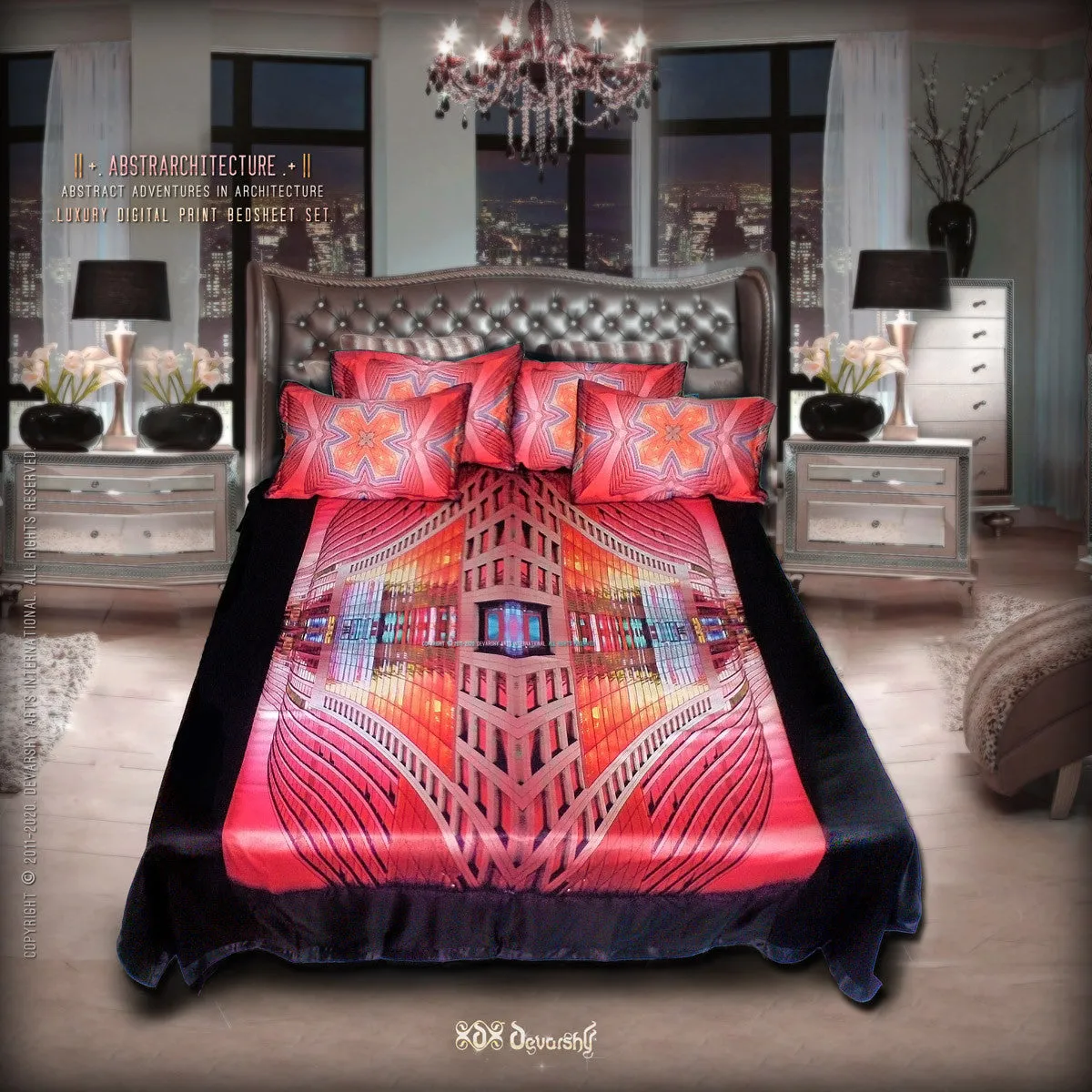 Devarshy Architectural Design Premium Quality Digital Print Designer Bedsheet set 3Pcs