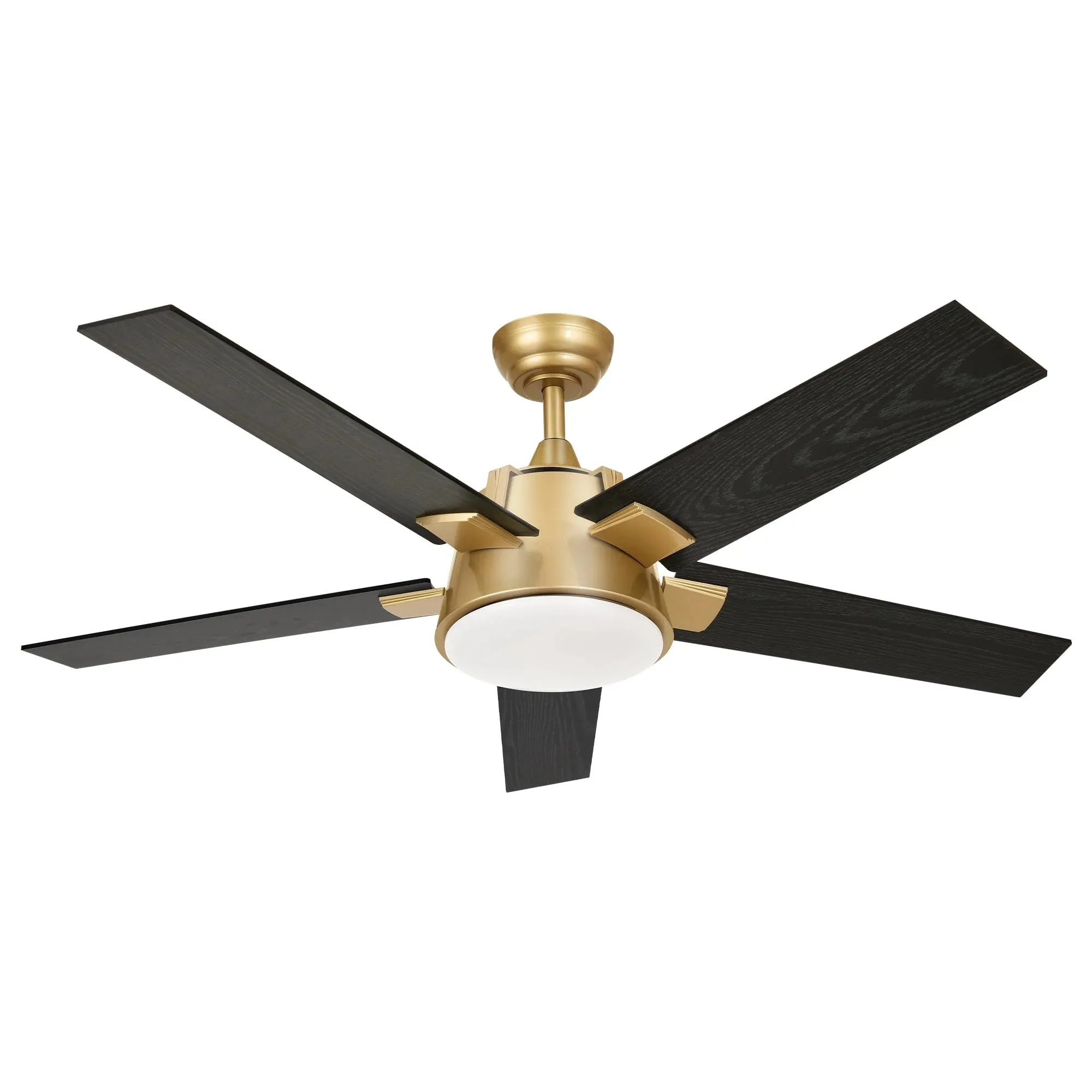 Dextrus MWDEXj4ts5 52" Modern Black Gold Ceiling Fan W/Light & Wall Switch Remote