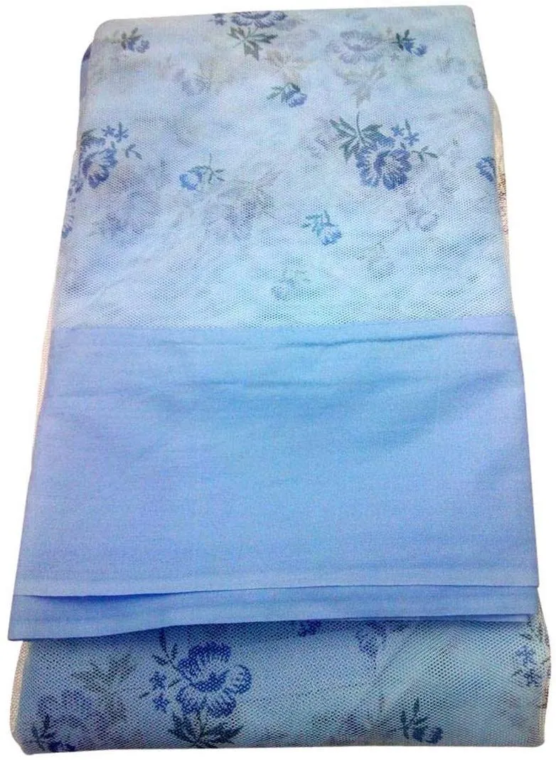 Divayanshi Mosquito Net 6.5 X 10 FT Big Size Bed Blue Printed Heavy Quality Polyester Soft Net