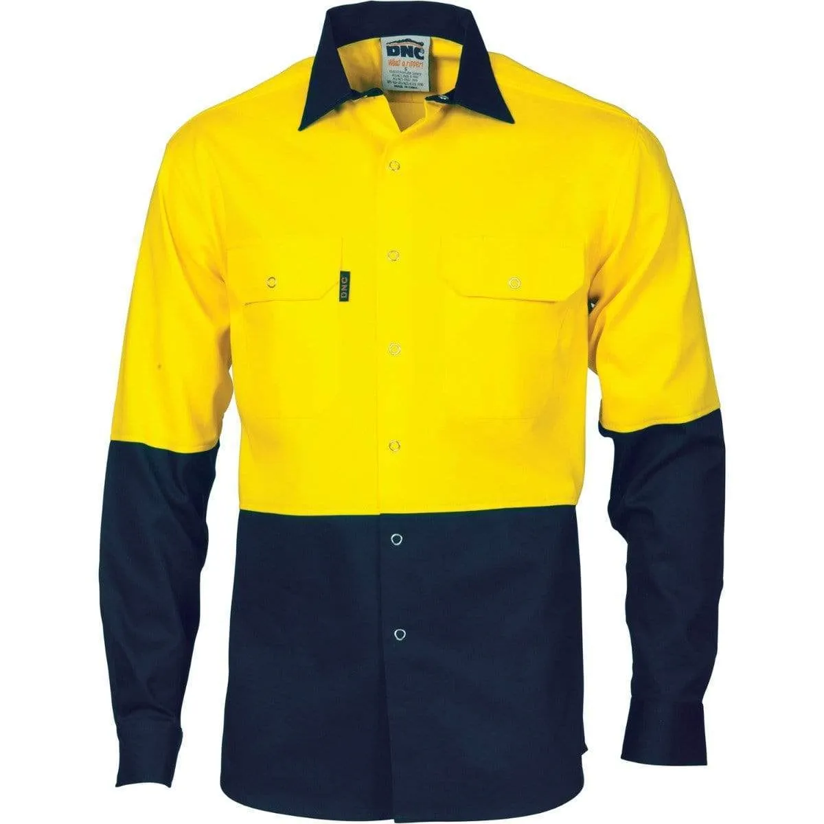 Dnc Workwear Hi-vis Two Tone Drill Shirt With Press Studs - 3838