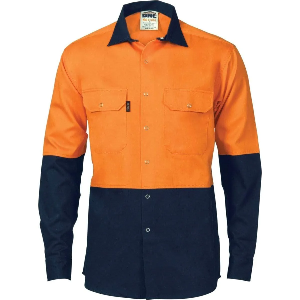 Dnc Workwear Hi-vis Two Tone Drill Shirt With Press Studs - 3838