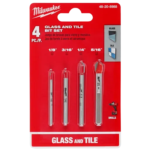 Drill Bits - Milwaukee 4pc. Glass and Tile Bit Set, 48-20-8988