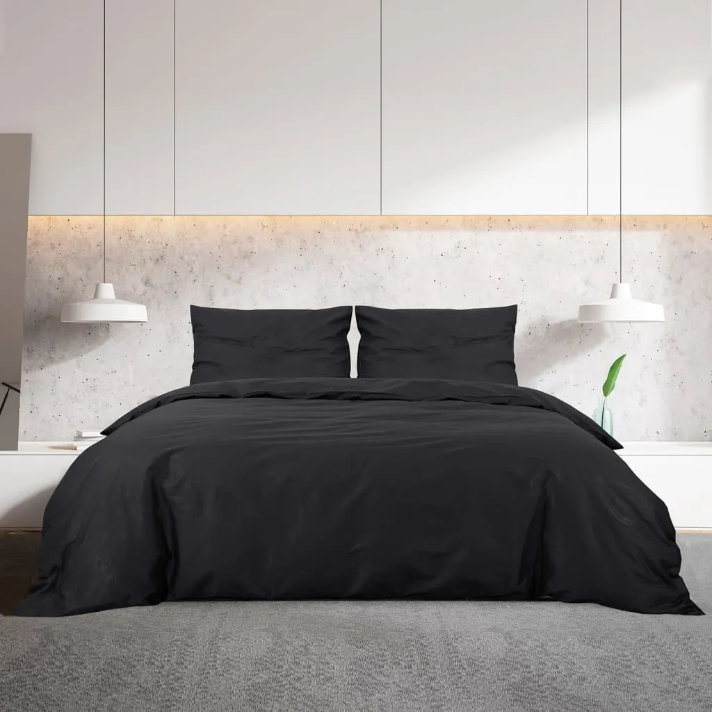 Duvet Cover Set Black 260x220 cm Light-weight Microfiber