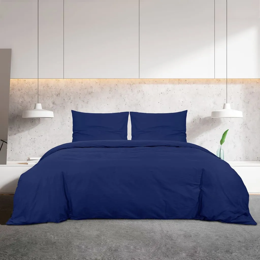 Duvet Cover Set Navy Blue 240x220 cm Light-weight Microfiber