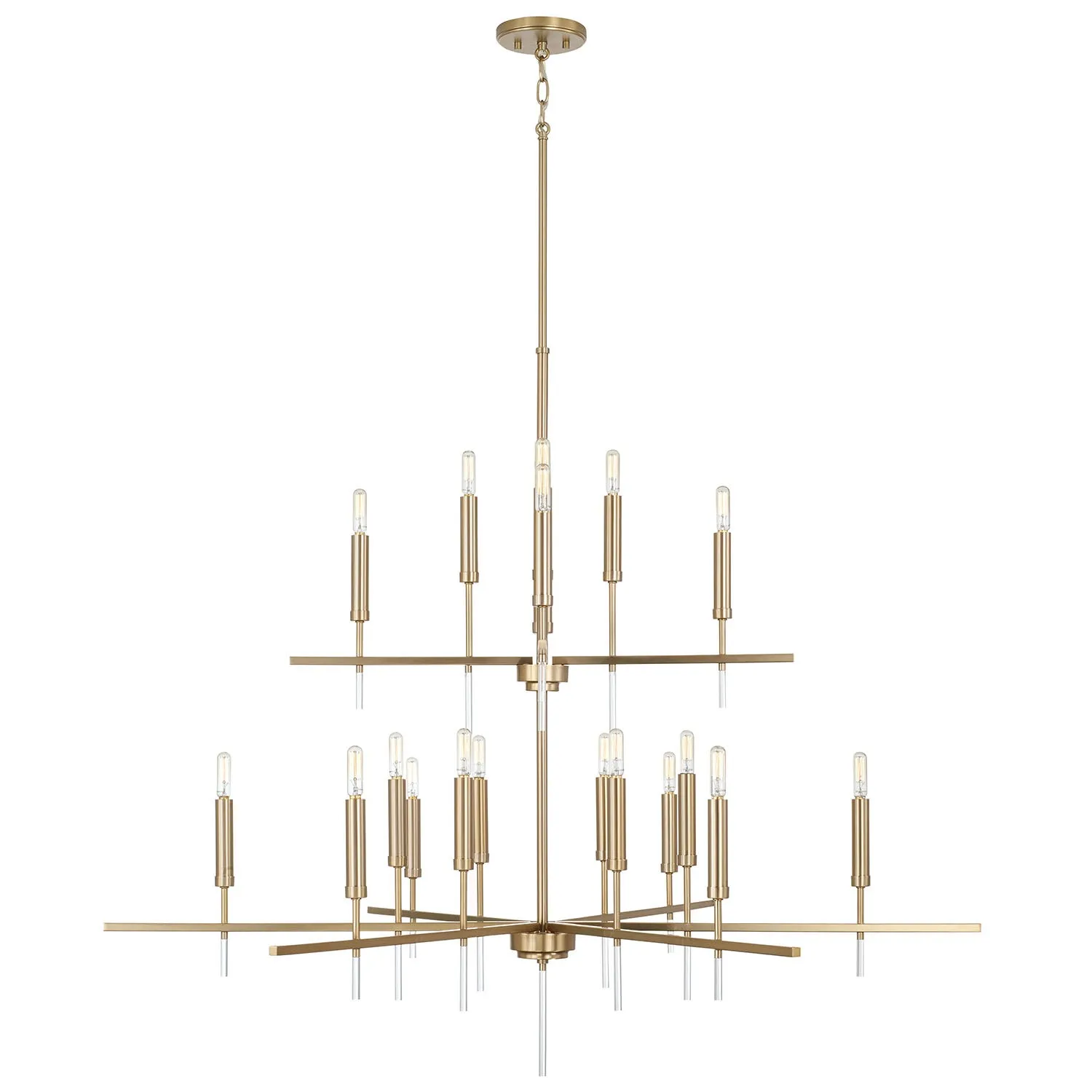 ELORA 20-LIGHT TWO TIER CHANDELIER, MATTE BRASS