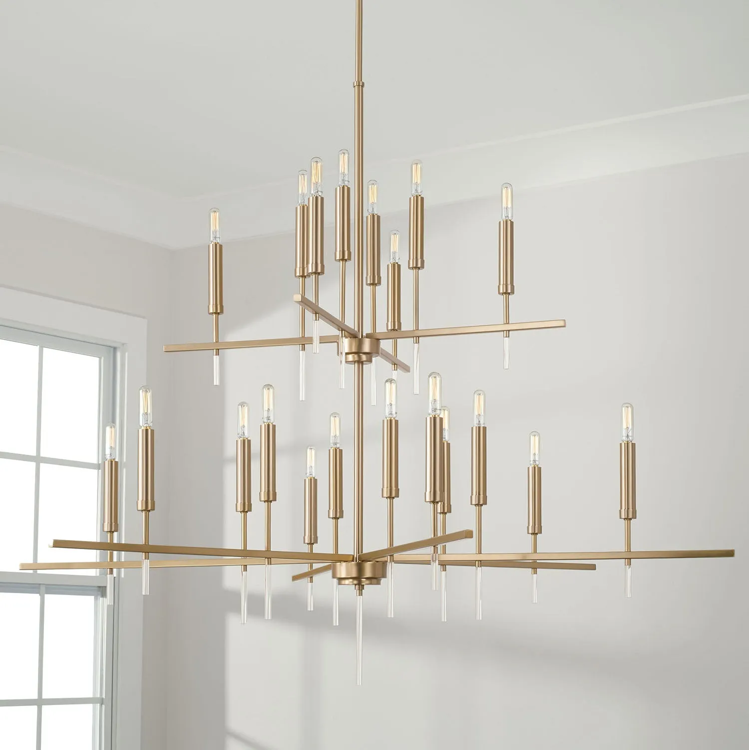 ELORA 20-LIGHT TWO TIER CHANDELIER, MATTE BRASS