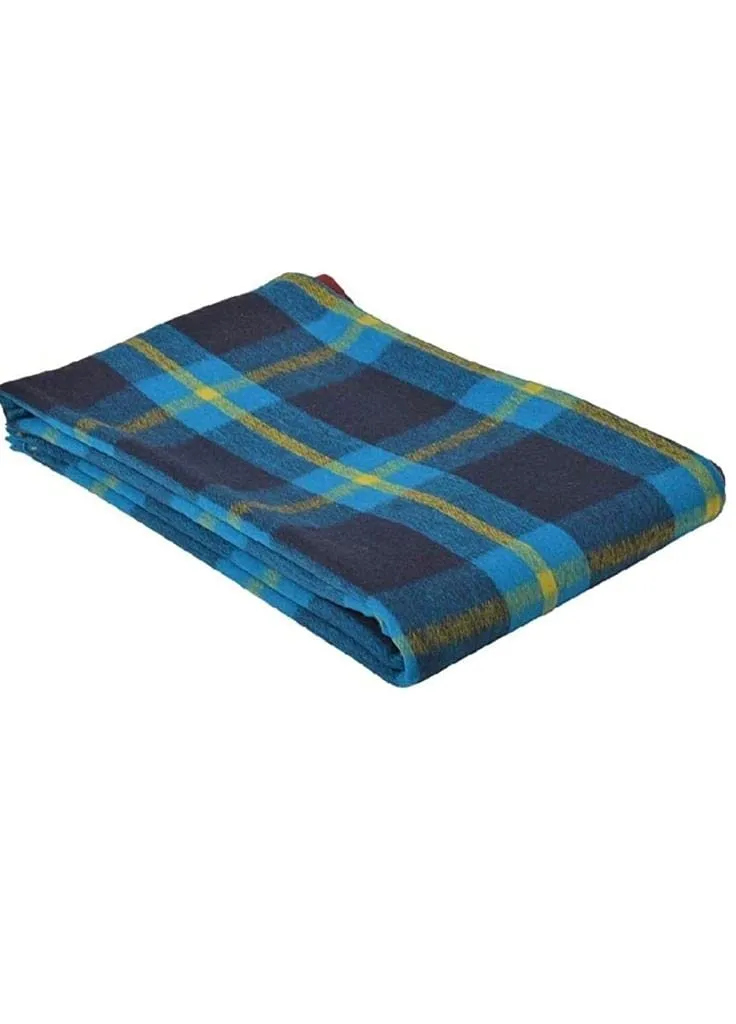 ELSTONE HOME Luxury Kashmiri Marino Hoziery Pure Woolen Blanket Single Bed for Hotel/Guest House/Hospital BLUE1 - (Pack of 1)