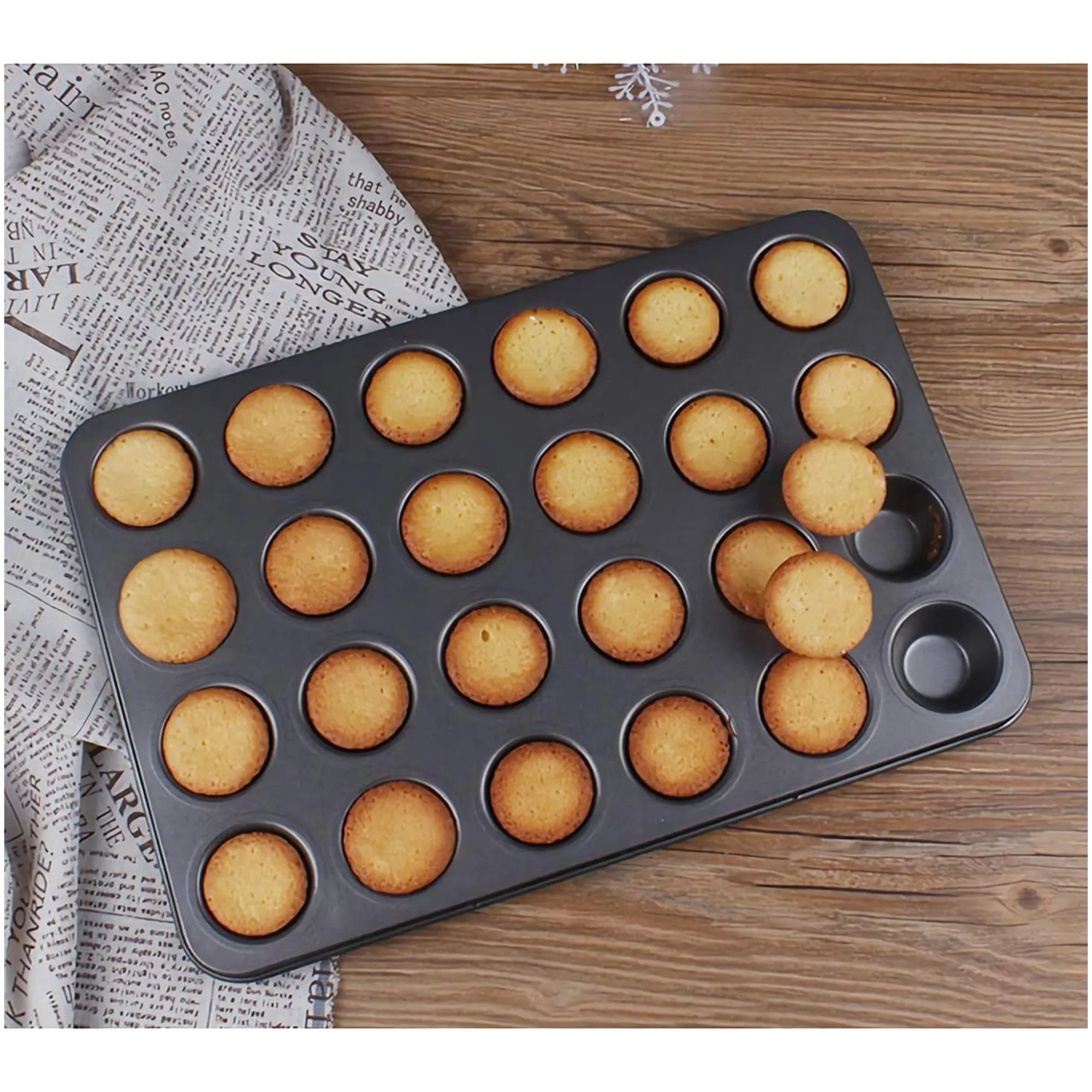 Esslly Non-Stick Mini Muffin Tray for 24 Muffins | Food Grade Bakeware