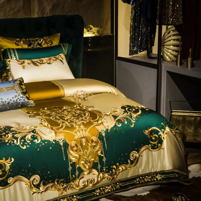 Finest Royal Palace Gold Style Luxury Duvet Set 100% Egyptian Cotton With Golden Embroidery