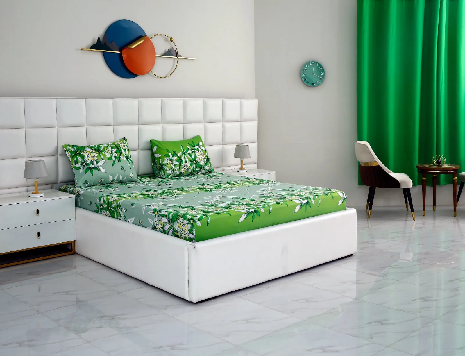 Fitted Bed Sheet-Green Gold