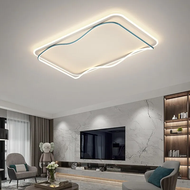 Full-spectrum High-display Living Room Chandeliers Rectangular Simple Atmosphere Minimalist Eye Protection LED Hall Ceiling Lamp