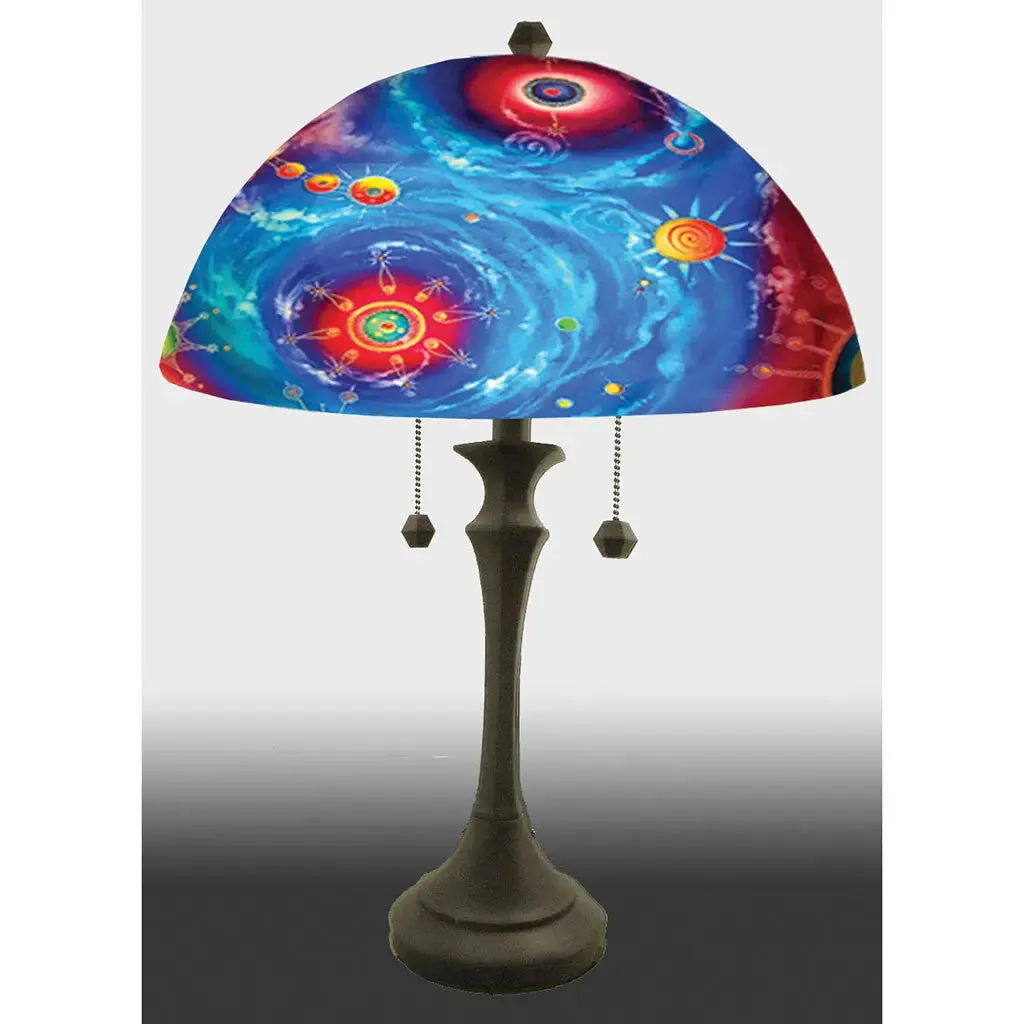 Galaxys Reverse Hand Painted Glass Table or Floor Lamp by Jamie Barthel