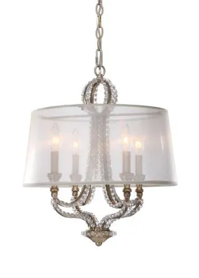 GARLAND 4 LIGHT CRYSTAL BEAD MINI CHANDELIER, DISTRESSED TWILIGHT