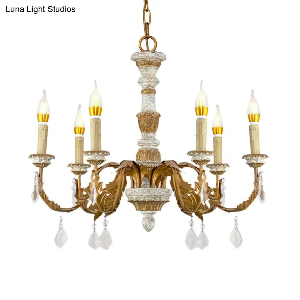 Gold Crystal Chandelier - Traditional 6-Light Hanging Fixture for Living Room