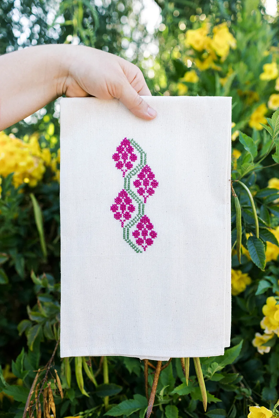 Grapes Tatreez Tea Towel