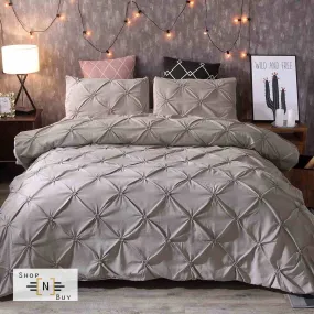 Grey Pintucks Duvet Set - 8 Pieces