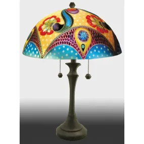 Hali Reverse Hand Painted Glass Table or Floor Lamp by Jamie Barthel