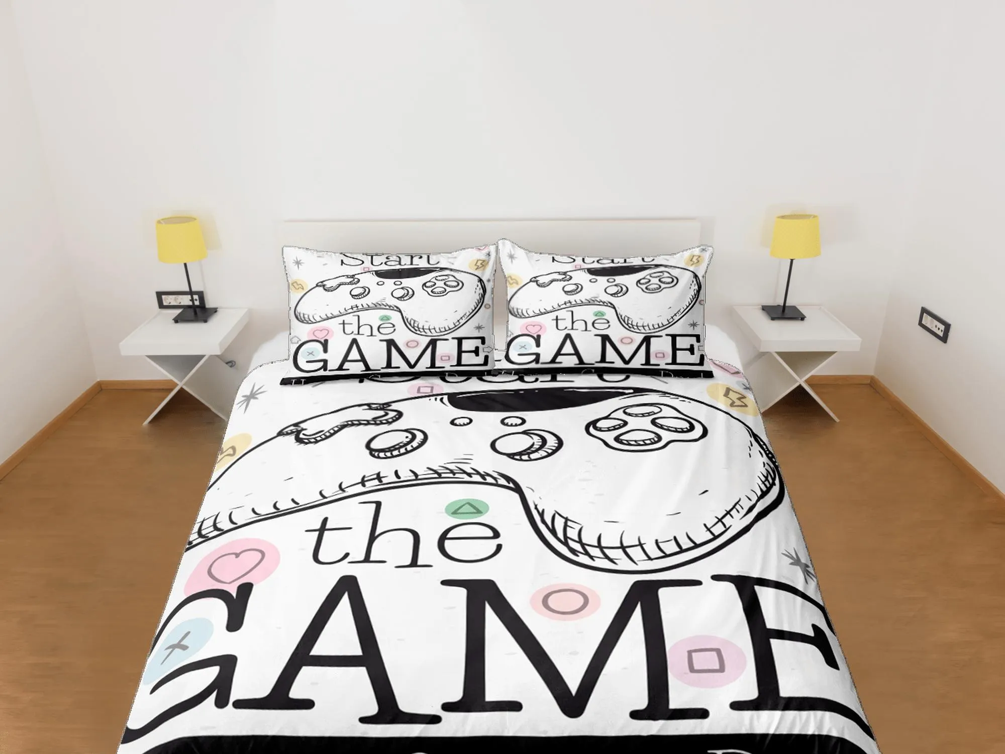 Happy gamer day bedding duvet cover, video gamer boyfriend gift bedding set full king queen twin, boys bedroom, college dorm bedding