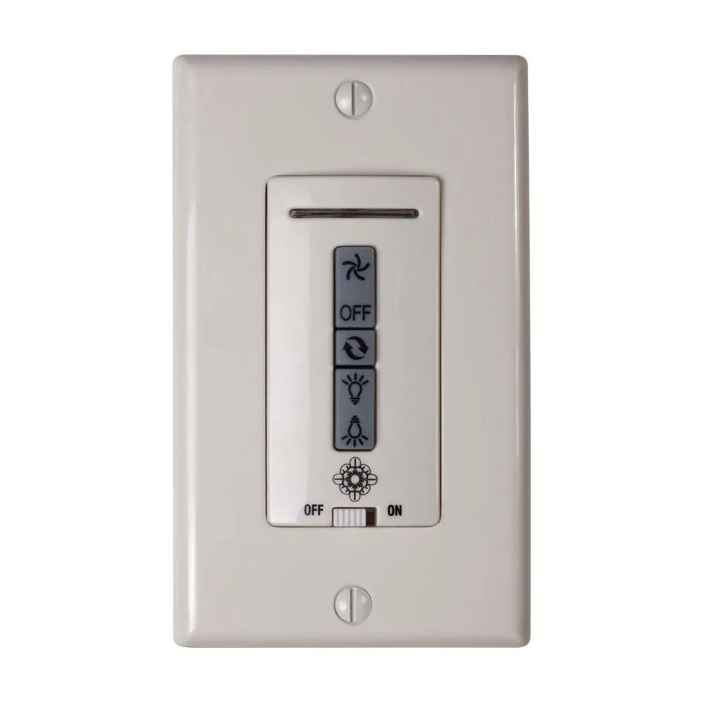 Hard-Wired Wall Remote Control, Receiver, White/Almond Switch Plates. Brushed Pewter Receiver Hub