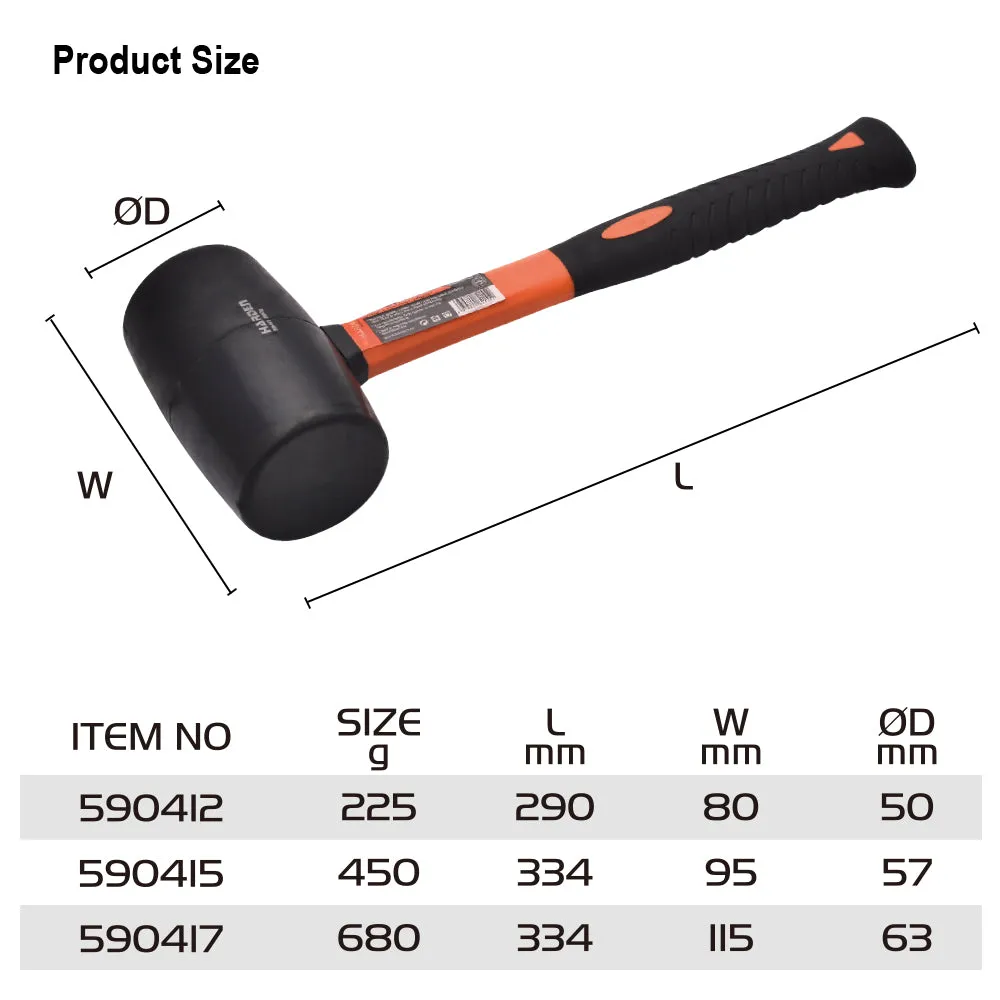 Harden Rubber Mallet with  Firbregalss Handle 500g