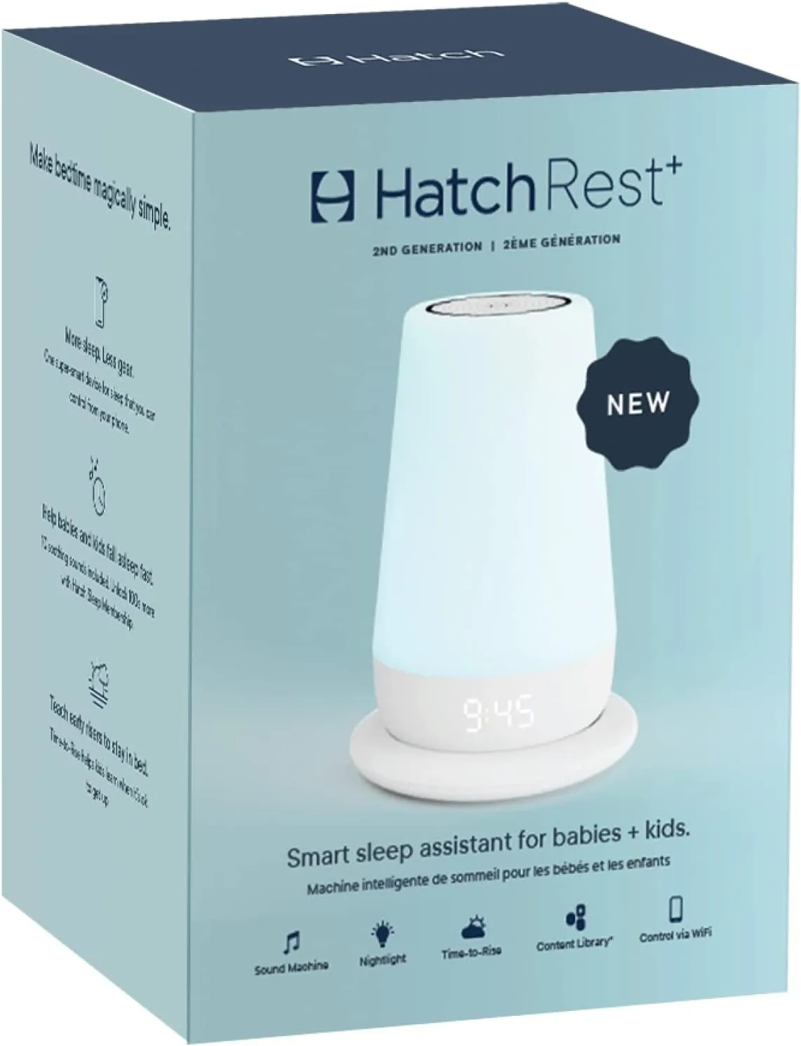 Hatch Rest  Baby & Kids Sound Machine | 2Nd Gen | Child’S Night Light, Alarm Clock, Toddler Sleep Trainer, Time-To-Rise, White Noise, Bedtime Stories, Portable, Backup Battery (With Charging Base)