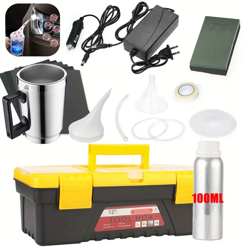 Headlight Restoration Kit, Car Headlight Polish Repair Renovation Kit With 100ML Repair