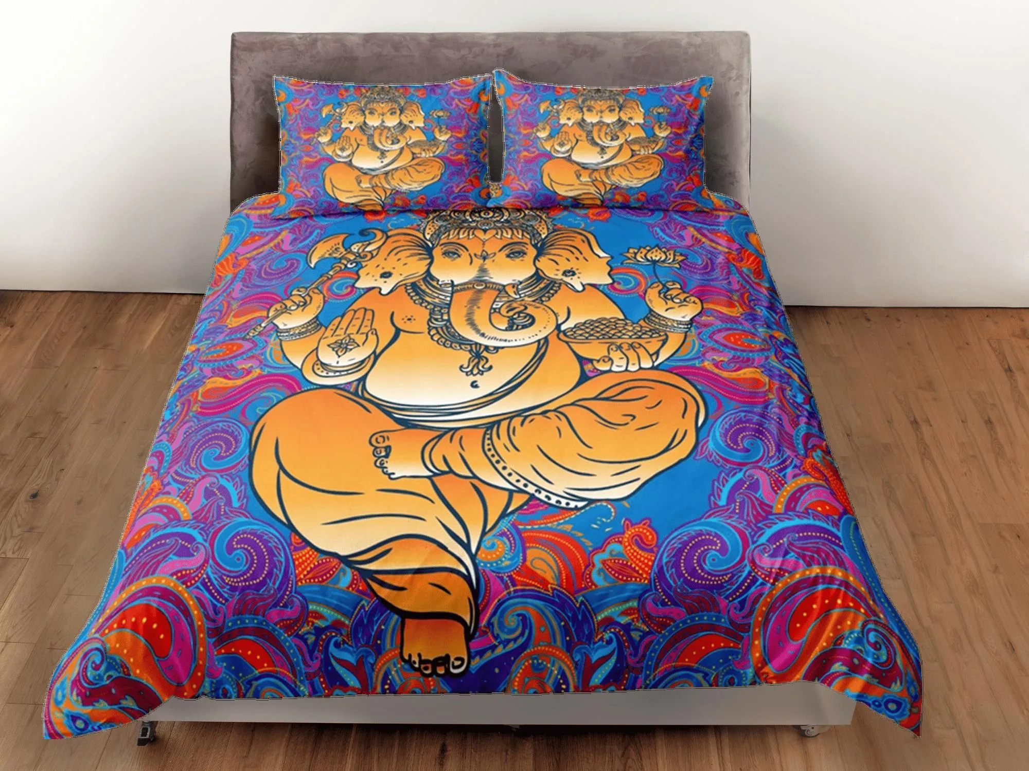 Hindu Gift Duvet Cover Set Ganesha God Elephant Indian Bedding Set