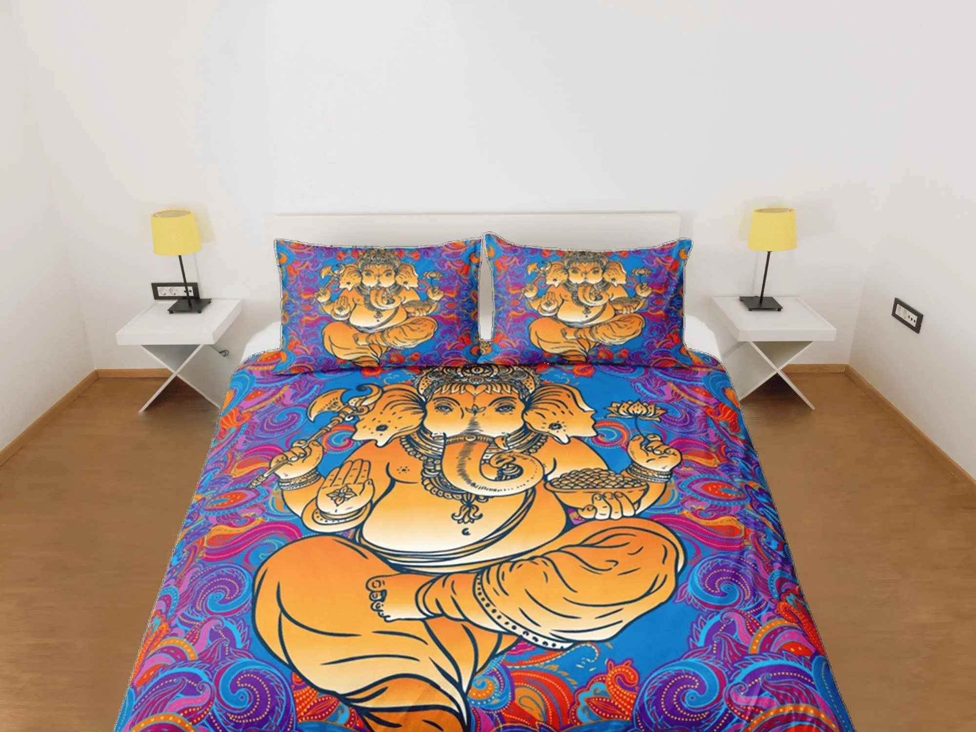 Hindu Gift Duvet Cover Set Ganesha God Elephant Indian Bedding Set