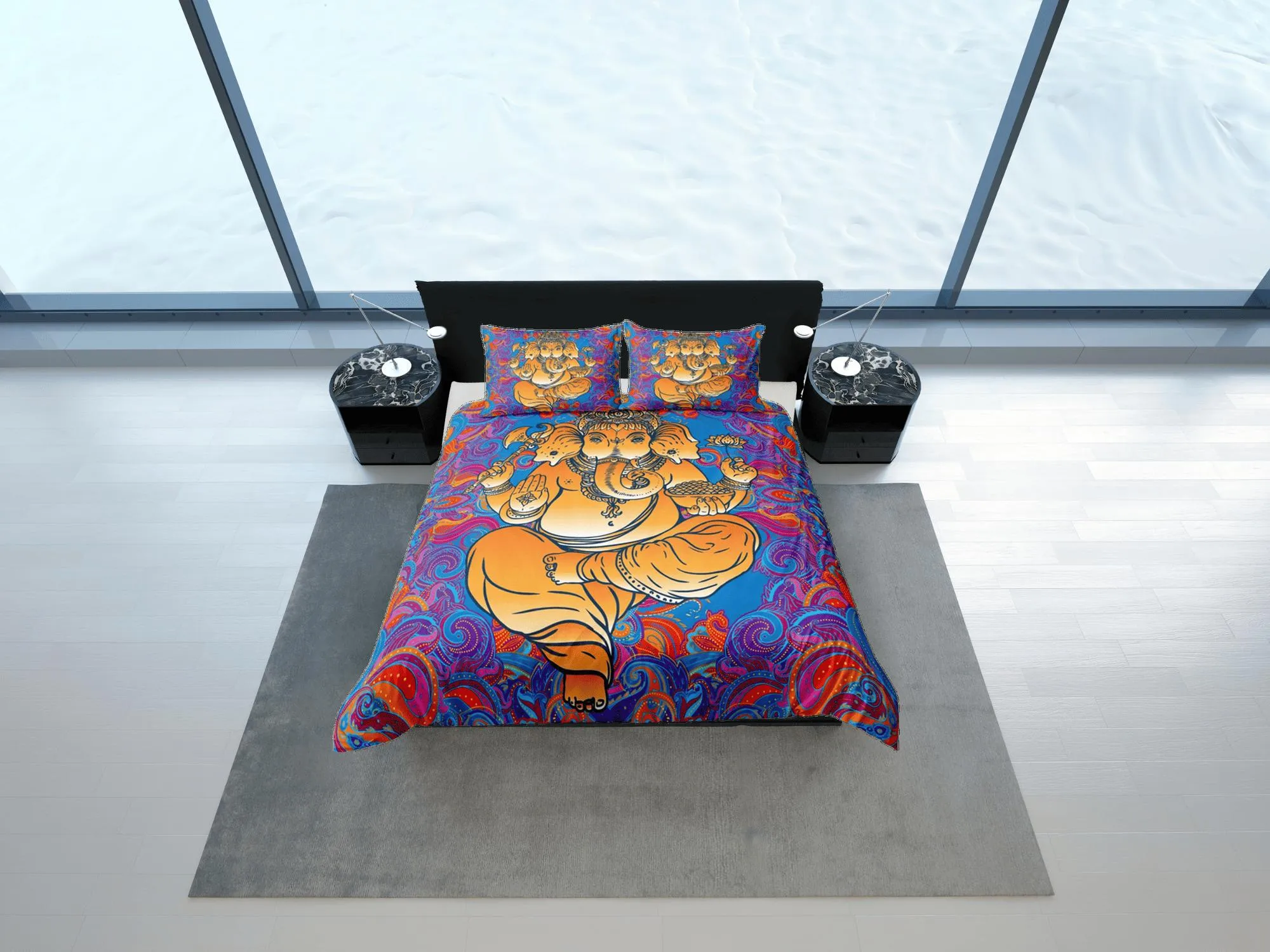 Hindu Gift Duvet Cover Set Ganesha God Elephant Indian Bedding Set