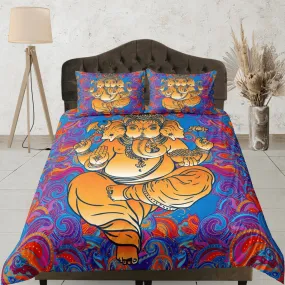 Hindu Gift Duvet Cover Set Ganesha God Elephant Indian Bedding Set