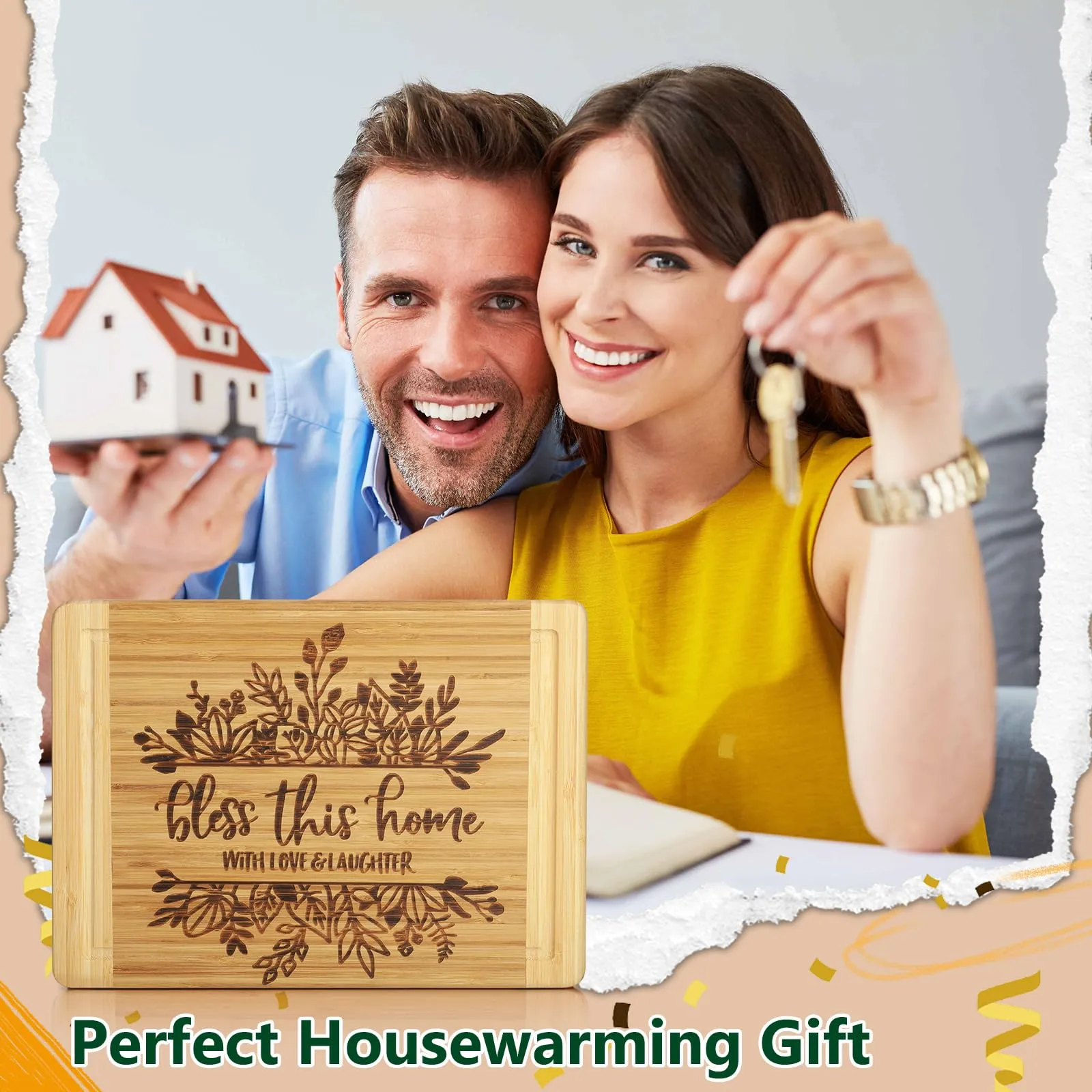 House Warming Gifts for New Home, Engraved Cutting Board Housewarming Gifts, New Home Gift Ideas for New Homeowner, New House Gifts for Women Men Couple Neighbor Friend Family - Bless This Home