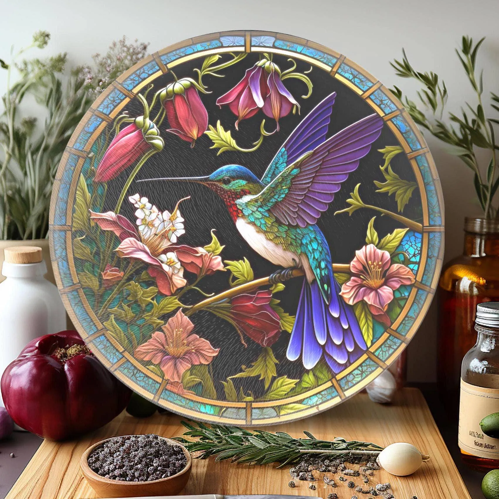 Hummingbird Tempered Glass Cutting & Charcuterie Board