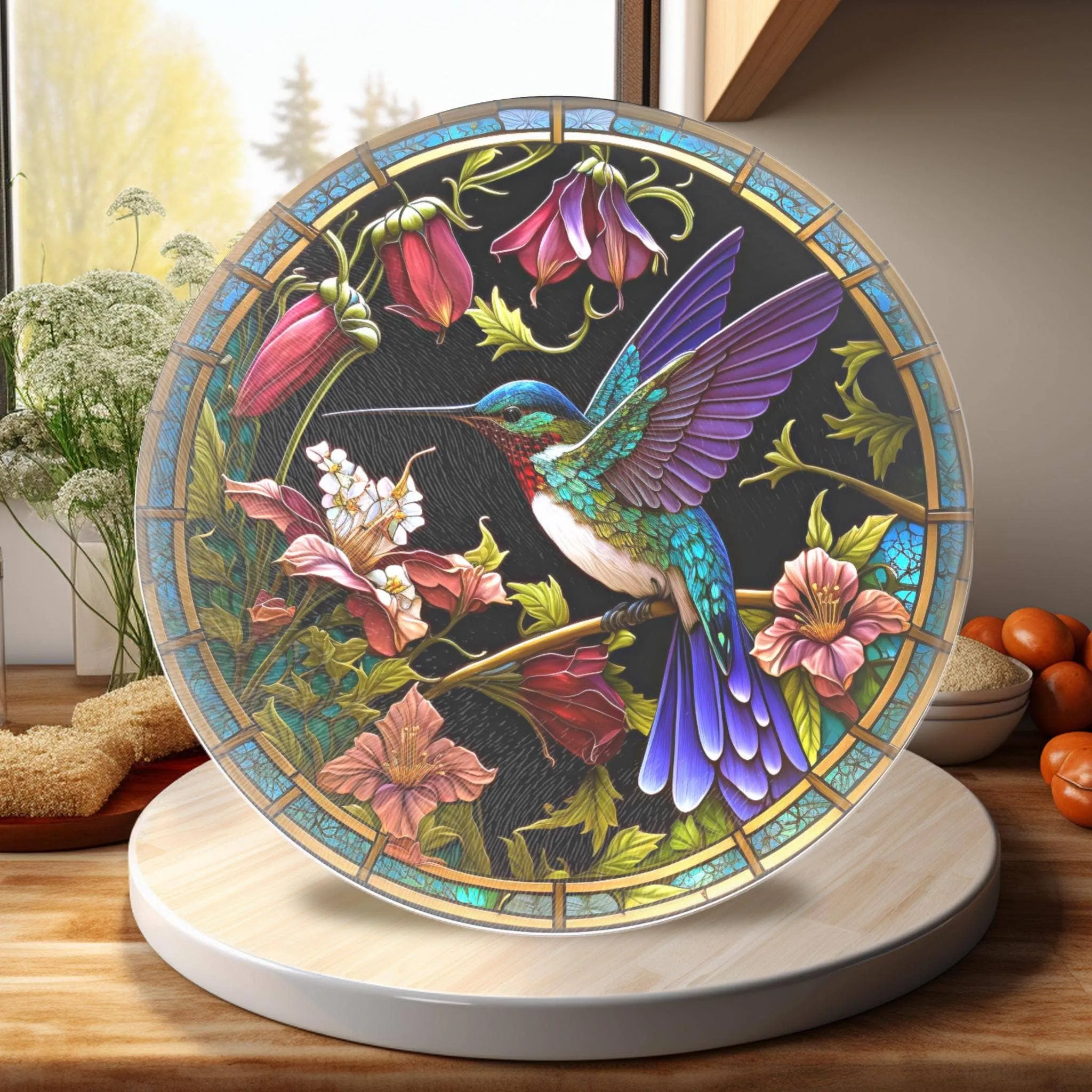 Hummingbird Tempered Glass Cutting & Charcuterie Board