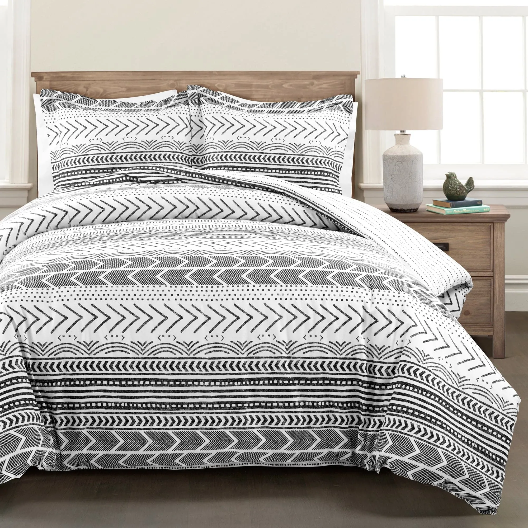 Hygge Geo Reversible Cotton Duvet Cover 3 Piece Set