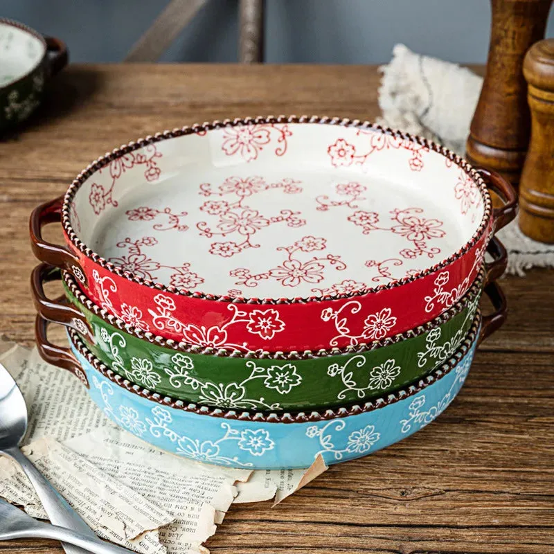 Japanese-Style Sakura Baking Tray or Jug Hand-Painted Ceramic Microwave Oven Friendly.