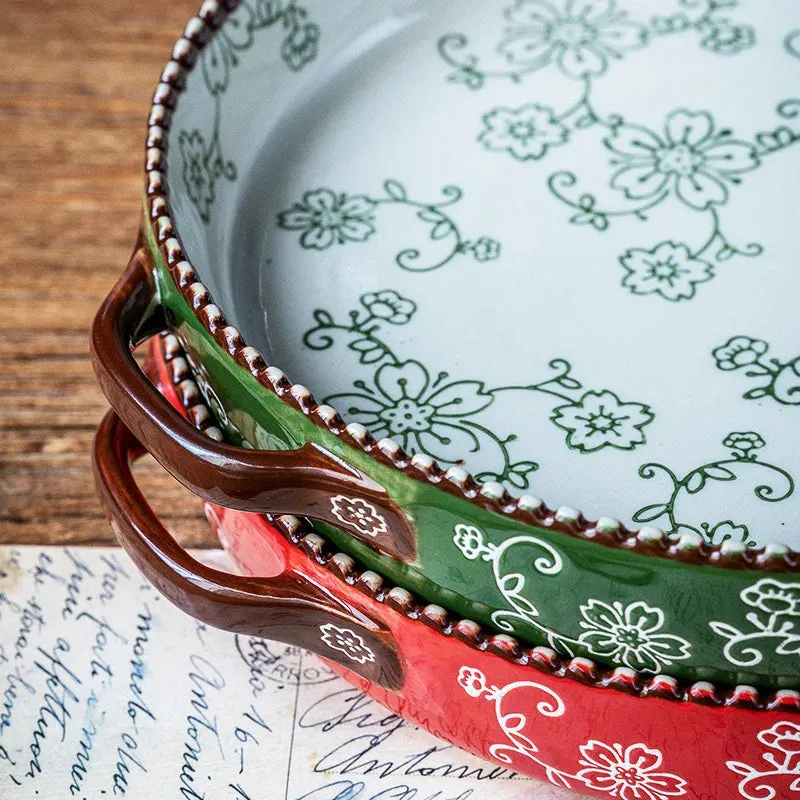 Japanese-Style Sakura Baking Tray or Jug Hand-Painted Ceramic Microwave Oven Friendly.