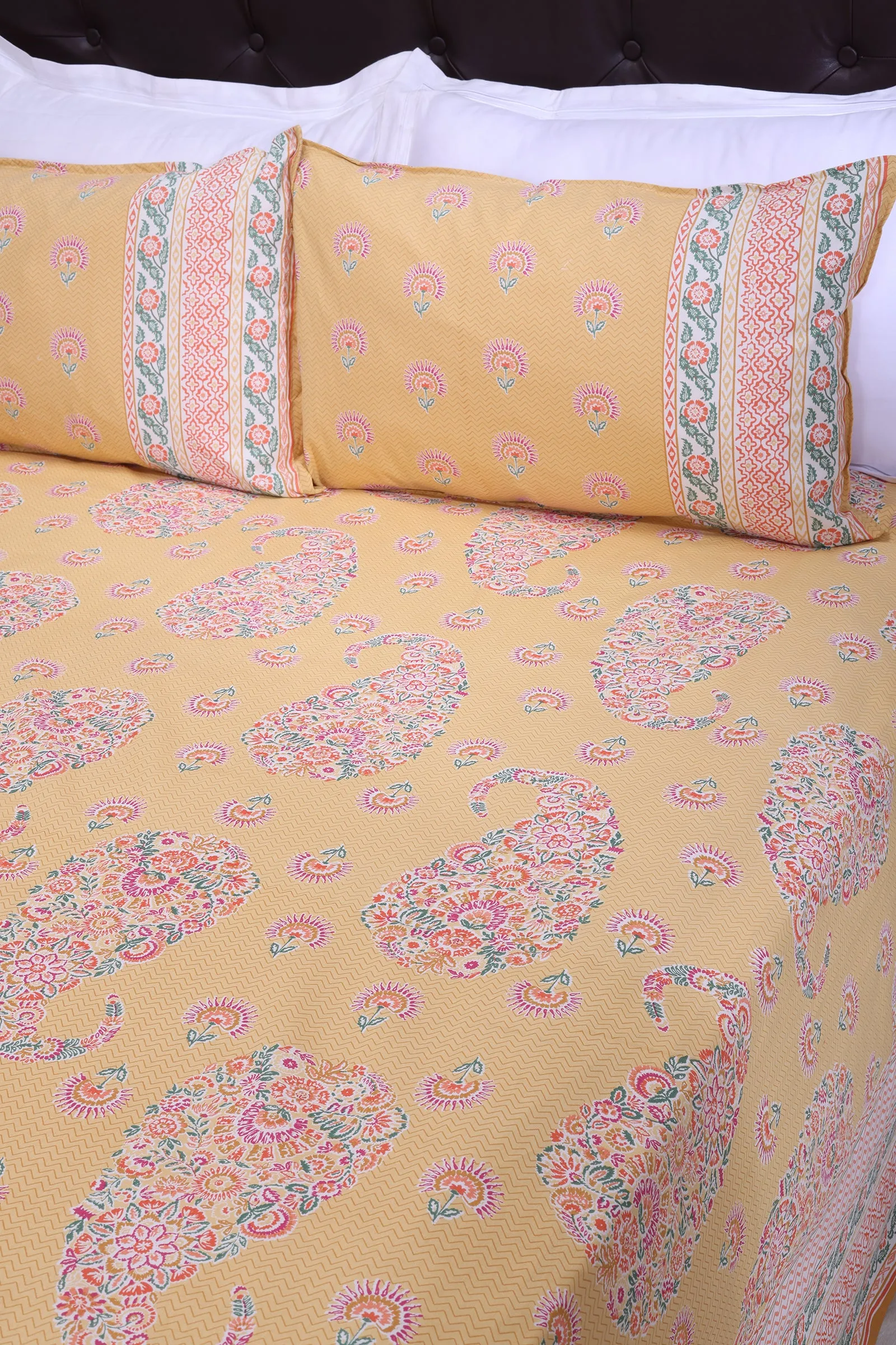 Jazmine Floral Mustard Cotton Bedsheet