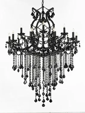 Jet Black Chandelier Crystal Lighting Chandeliers 37X50 - A83-B12/BLACK/21510/15 1