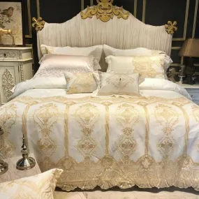 Joyana Egyptian Cotton Golden Lace Duvet Cover Set