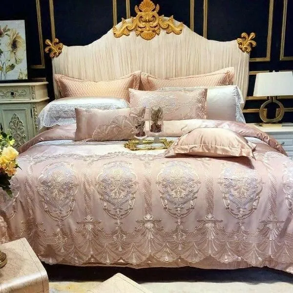 Joyana Egyptian Cotton Golden Lace Duvet Cover Set