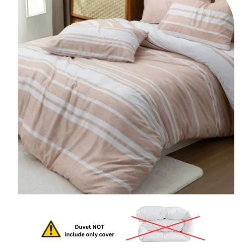 King Size 6 pieces, Coral Stripe Design Duvet cover set.