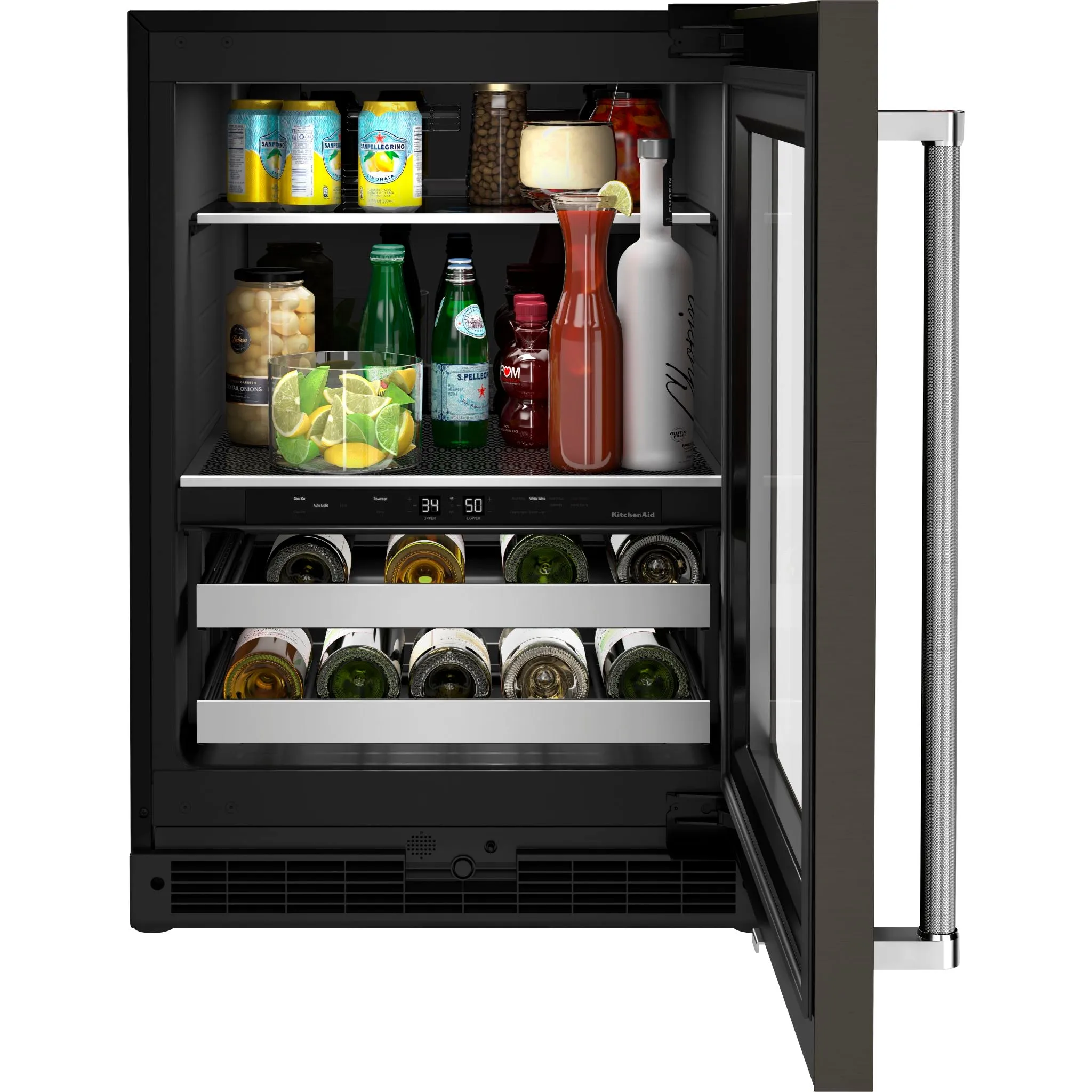 KitchenAid  24" Beverage Center with Glass Door and Metal-Front Racks (KUBR314KBS)