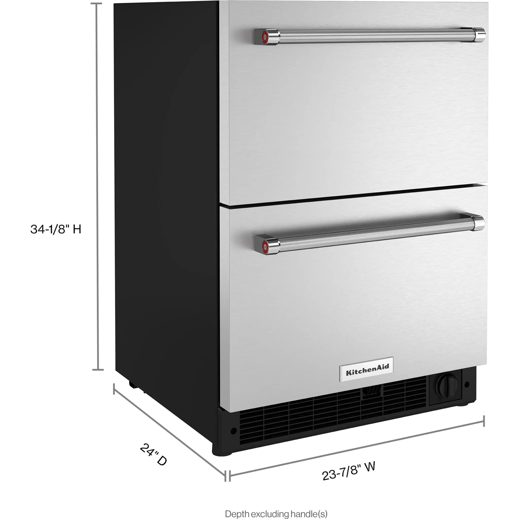 KitchenAid  24" Stainless Steel Undercounter Double-Drawer Refrigerator/Freezer (KUDF204KSB)