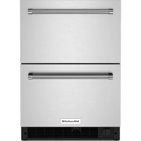 KitchenAid  24" Stainless Steel Undercounter Double-Drawer Refrigerator/Freezer (KUDF204KSB)