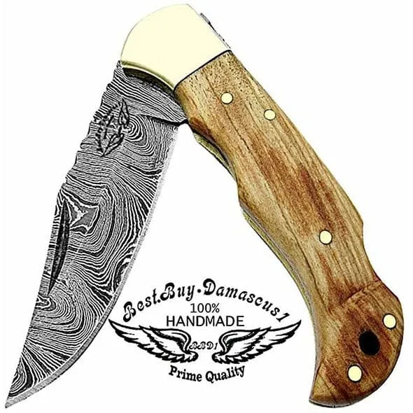 Knife Olive Wood Pocket Knife Set Damascus Pocket knife for men Folding Knives Set