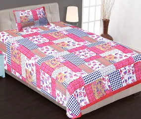 Kuber Industries 100% Cotton 144 TC Single Bed Sheet with 1 Pillow Cover (Red) -CTKTC013006