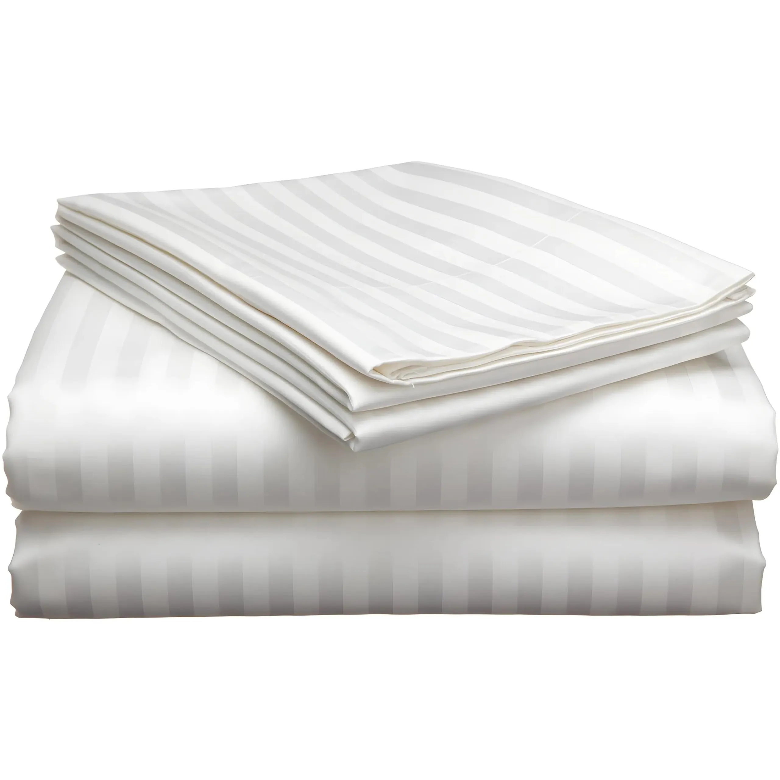 Kuber Industries Double Bedsheet with 2 Pillow Covers|Cotton Material & Satin Stripes|Size 254 X 228 Cm (White), 144 TC