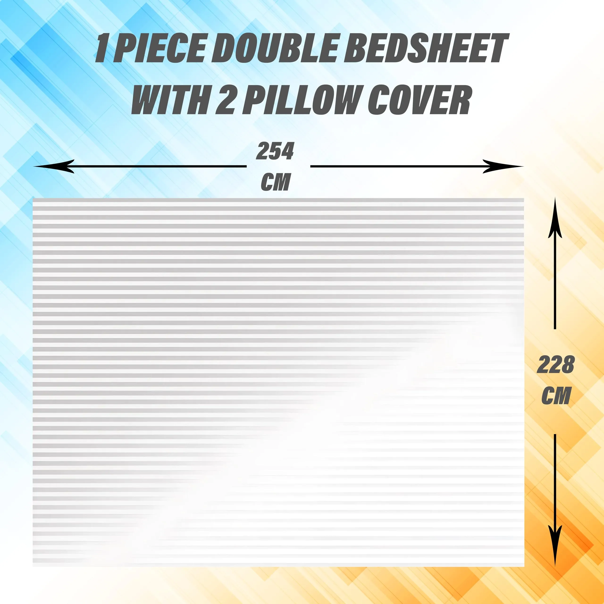 Kuber Industries Double Bedsheet with 2 Pillow Covers|Cotton Material & Satin Stripes|Size 254 X 228 Cm (White), 144 TC